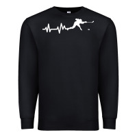 Black hockey player heartbeat ice Premium Sweatshirt - artisFamous