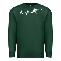 Sports Green hockey player heartbeat ice Premium Sweatshirt - artisFamous