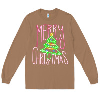 Toasted Coconut Merry Neon Christmas Long Sleeve Tee - CowhideDigitalArt