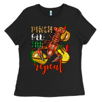 Black Pinch peel eat repeat crawfish Ladies Tee - FaDigitalArtStudio