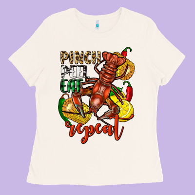 Pinch Peel Eat Repeat Crawfish Ladies Tee Designed By Fadigitalartstudio