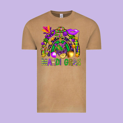 Mardi Gras Rainbow Vintage Tee Designed By Bundleandbundleshop