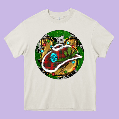 Cowboy Christmas Heavy Core Tee Designed By Ranaportraitstore