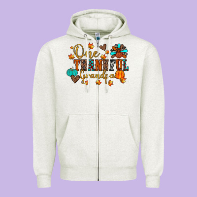 One Thankful Grandpa Zipper Hoodie Designed By Jahusdesignshop
