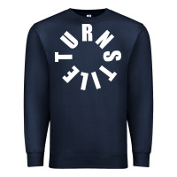 Navy TURNSTILE WHITE ON BLACK. Premium Sweatshirt - artisFamous