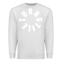 Oatmeal Heather TURNSTILE WHITE ON BLACK. Premium Sweatshirt - artisFamous