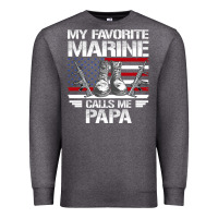 Charcoal Heather marine papa, gifts my favorite marine calls me pa pa military mother Premium Sweatshirt - artisFamous