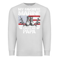 Dove Grey marine papa, gifts my favorite marine calls me pa pa military mother Premium Sweatshirt - artisFamous