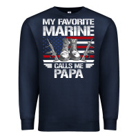 Navy marine papa, gifts my favorite marine calls me pa pa military mother Premium Sweatshirt - artisFamous