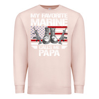 Pale Pink marine papa, gifts my favorite marine calls me pa pa military mother Premium Sweatshirt - artisFamous