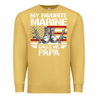 Antique Gold marine papa, gifts my favorite marine calls me pa pa military mother Premium Sweatshirt - artisFamous