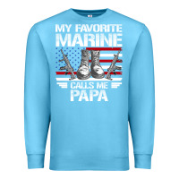 Ocean Blue marine papa, gifts my favorite marine calls me pa pa military mother Premium Sweatshirt - artisFamous