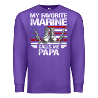 Purple marine papa, gifts my favorite marine calls me pa pa military mother Premium Sweatshirt - artisFamous