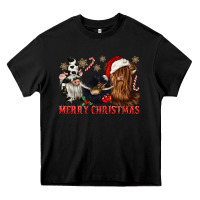 Black merry christmas heifer cow gnomies Heavy Core Tee - CowGirlArtShop