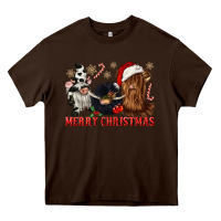 Chocolate Brown merry christmas heifer cow gnomies Heavy Core Tee - CowGirlArtShop