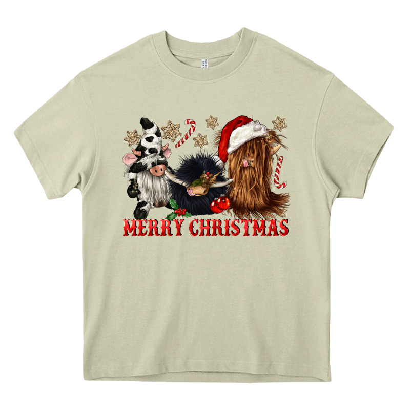 Merry Christmas Heifer Cow Gnomies Heavy Core Tee by CowGirlArtShop | Teevron