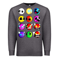 Charcoal Heather geometry dash difficulty  faces Premium Sweatshirt - artisFamous