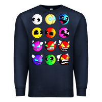 Navy geometry dash difficulty  faces Premium Sweatshirt - artisFamous