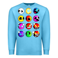 Ocean Blue geometry dash difficulty  faces Premium Sweatshirt - artisFamous