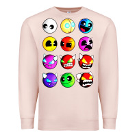 Pale Pink geometry dash difficulty  faces Premium Sweatshirt - artisFamous