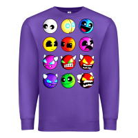 Purple geometry dash difficulty  faces Premium Sweatshirt - artisFamous