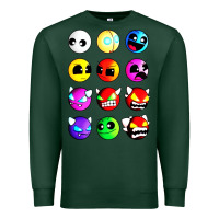 Sports Green geometry dash difficulty  faces Premium Sweatshirt - artisFamous