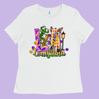 Louisiana La Mardi Gras Ladies Tee Designed By Fadigitalartstudio