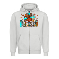 Dove Grey blessed turkey Zipper Hoodie - JahusDesignShop