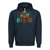 Navy blessed turkey Zipper Hoodie - JahusDesignShop