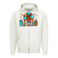 Oatmeal Heather blessed turkey Zipper Hoodie - JahusDesignShop