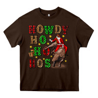 Chocolate Brown howdy ho ho hos christmas Heavy Core Tee - CowGirlArtShop