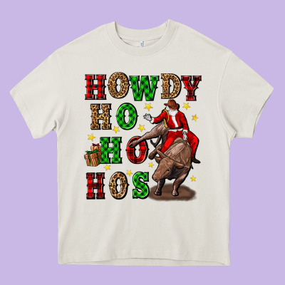 Howdy Ho Ho Hos Christmas Heavy Core Tee Designed By Cowgirlartshop