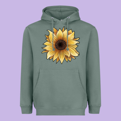 Watercolor Sunflower Heavyweight Hoodie Designed By Jahusdesignshop