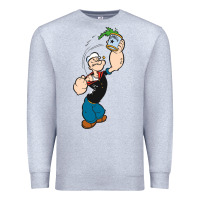 Heather Grey Popeye Spinach Retro Mens Funny Premium Sweatshirt - artisFamous