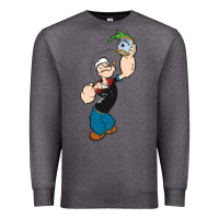 Charcoal Heather Popeye Spinach Retro Mens Funny Premium Sweatshirt - artisFamous
