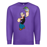 Purple Popeye Spinach Retro Mens Funny Premium Sweatshirt - artisFamous