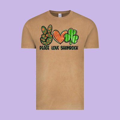 Peace Love Shamrock Vintage Tee Designed By Fadigitalartstudio