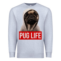 Heather Grey pug life Premium Sweatshirt - artisFamous