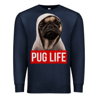 Navy pug life Premium Sweatshirt - artisFamous