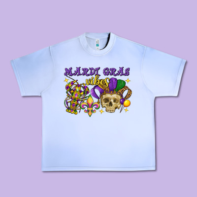 Mardi Gras Vibes Skull Urban Heavy Tee Designed By Fadigitalartstudio