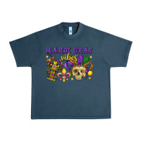 Midnight Navy mardi gras vibes skull Urban Heavy Tee - FaDigitalArtStudio