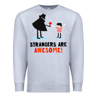 Heather Grey strangers are awesome Premium Sweatshirt - artisFamous
