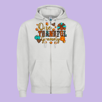 One Thankful Grammy Zipper Hoodie Designed By Jahusdesignshop