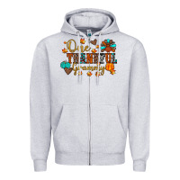Heather Grey one thankful grammy Zipper Hoodie - JahusDesignShop