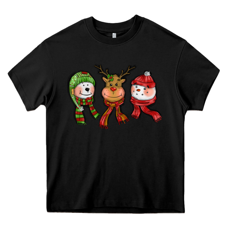Christmas Reindeer Polar Bear Snowman Heavy Core Tee by CowGirlArtShop | Teevron