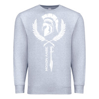 Heather Grey sparta krieger fitness   molon labe Premium Sweatshirt - artisFamous
