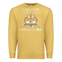 Antique Gold child of god woman of faith warrior of christ Premium Sweatshirt - artisFamous