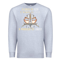 Heather Grey child of god woman of faith warrior of christ Premium Sweatshirt - artisFamous