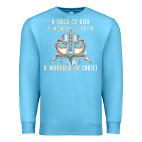 Ocean Blue child of god woman of faith warrior of christ Premium Sweatshirt - artisFamous