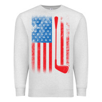 Oatmeal Heather Golf with USA Flag Premium Sweatshirt - artisFamous